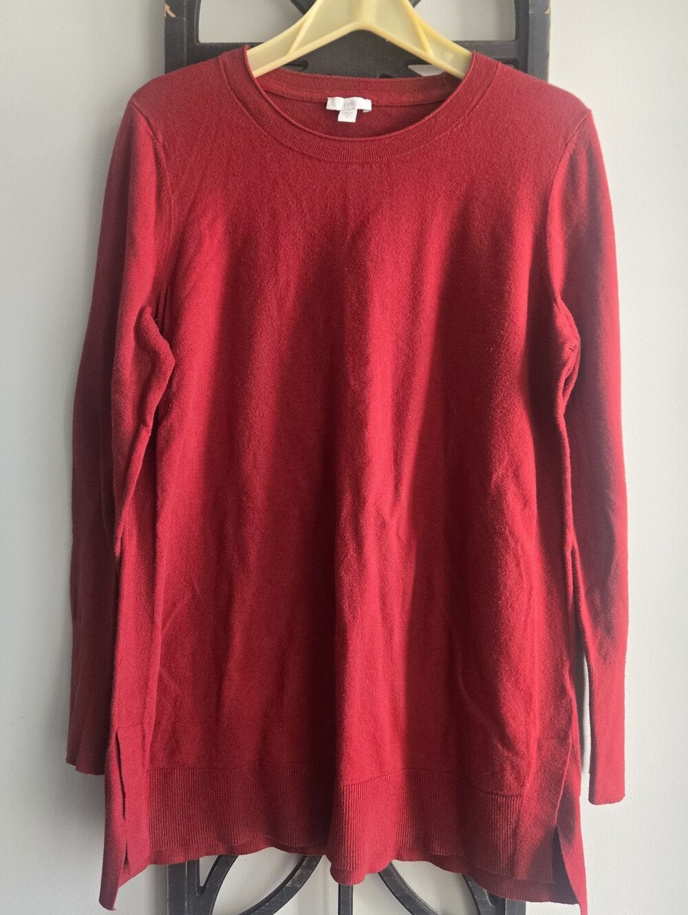 J.Jill Cherry Red Long Sleeve Tunic Knit Sweater - Size M